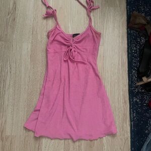 Current Mood Pink Tie-Strap terry cloth dress